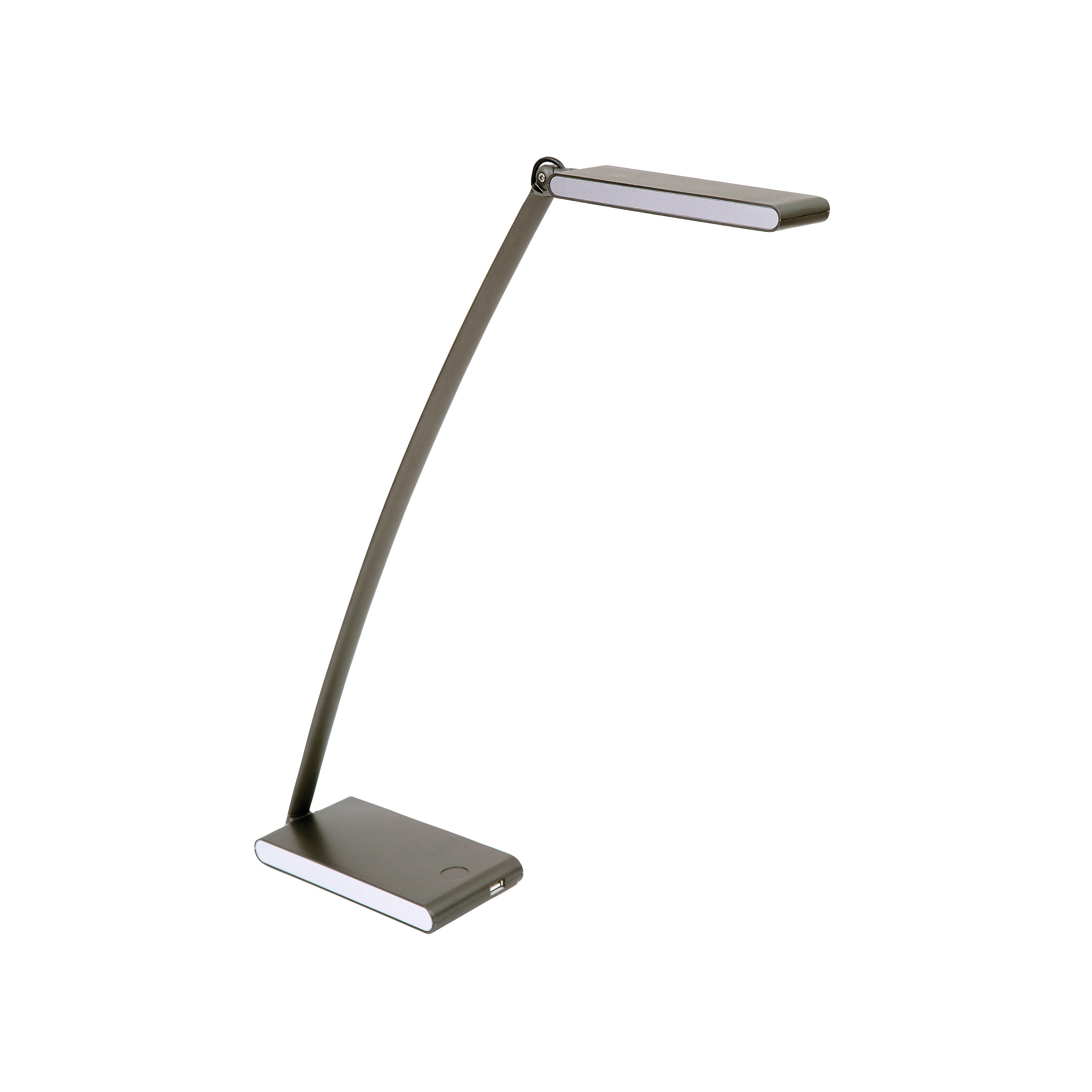 Alba Touch LED desk lamp with slim white body and circular touch control base