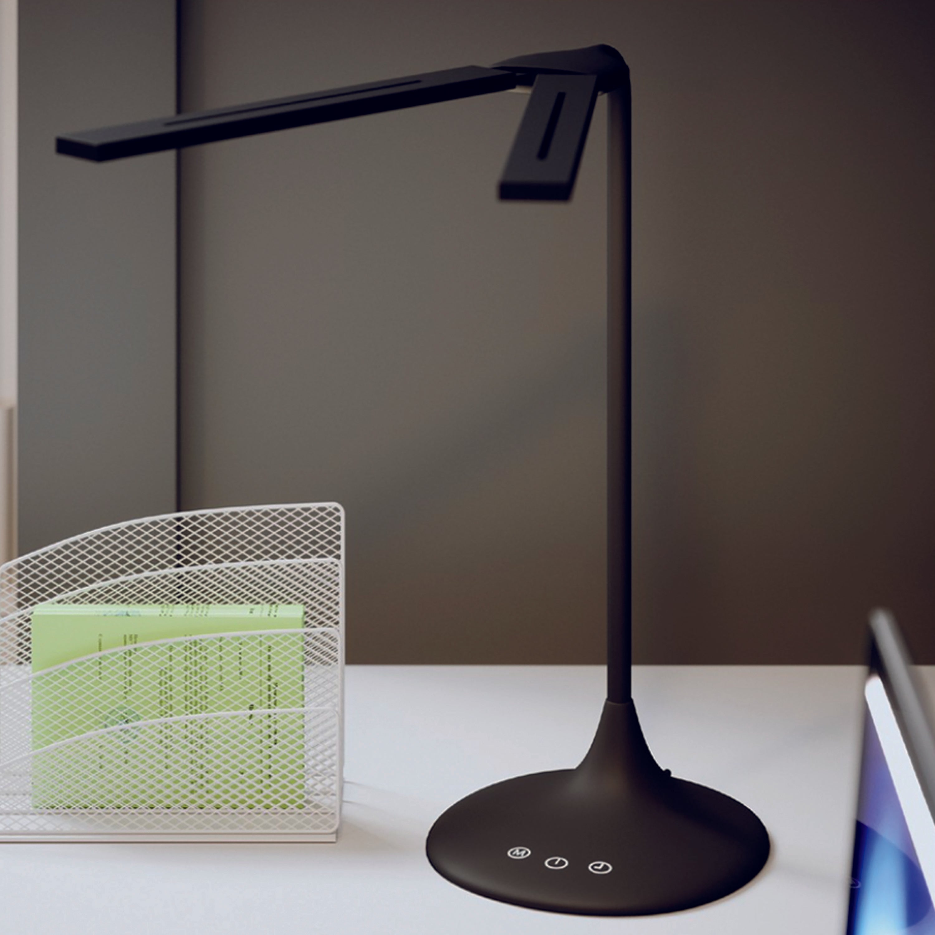 Alba Nomad black desk lamp with dual lighting heads and touch control