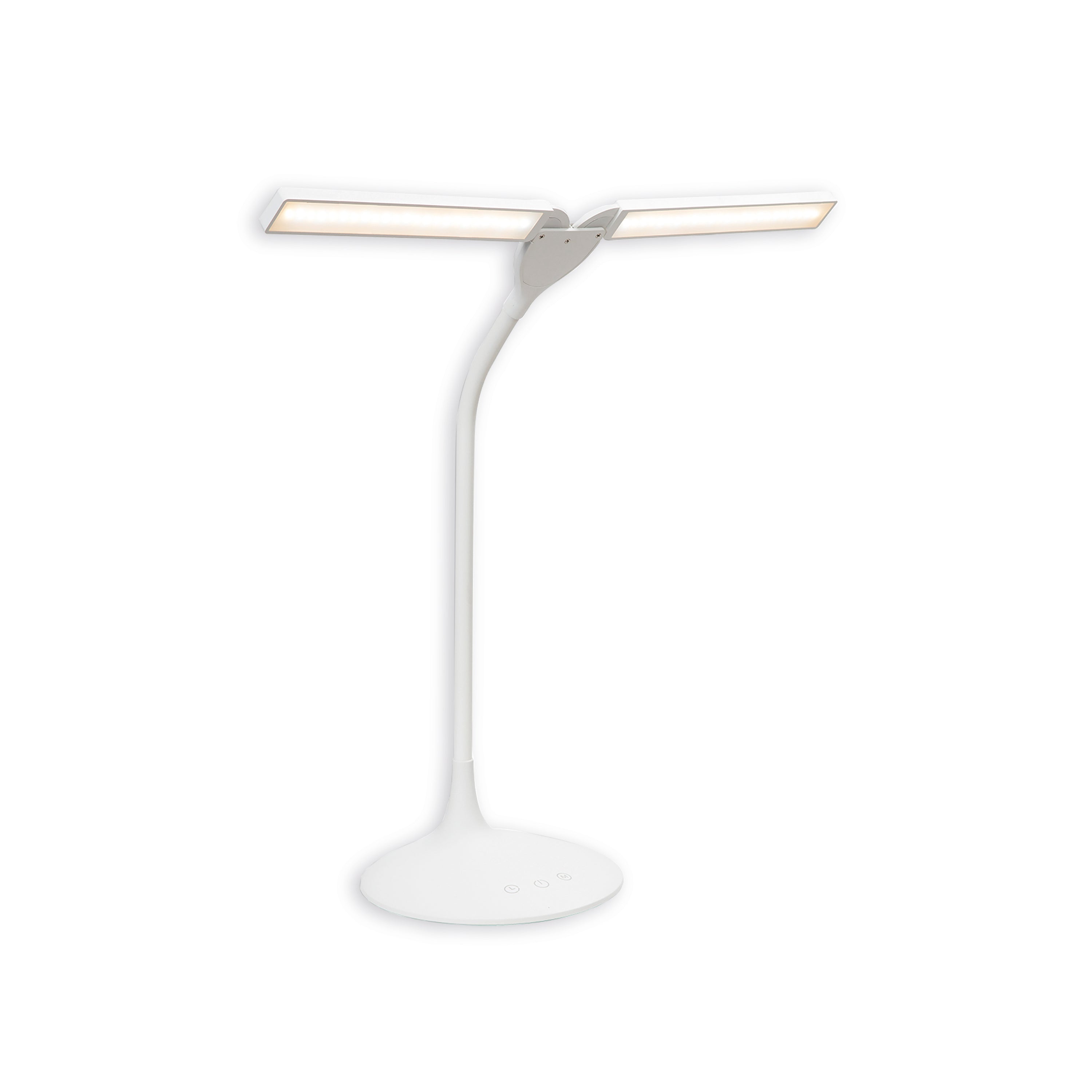 Alba Nomad white desk lamp with dual LED heads and flexible positioning arms