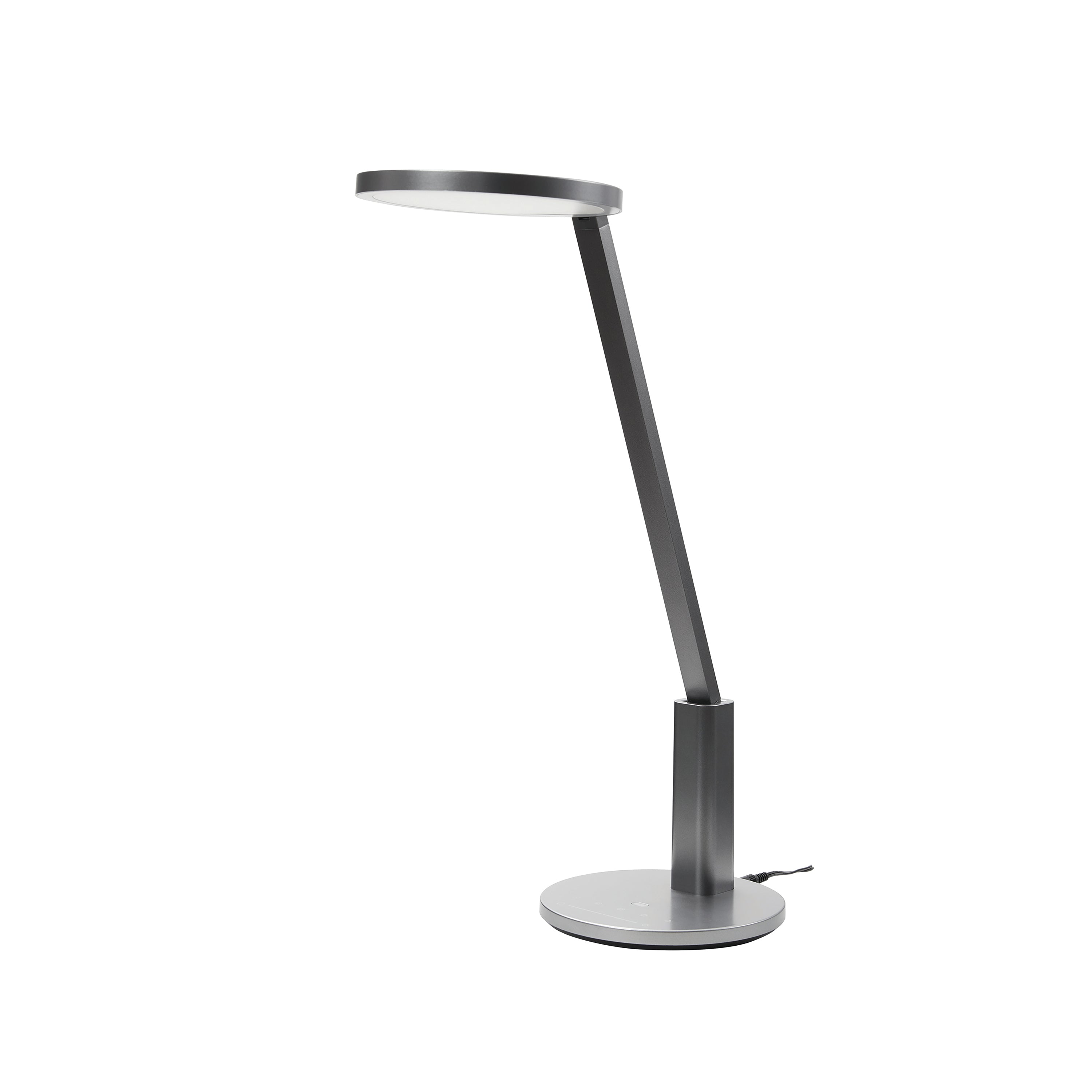 Alba Smart LED desk lamp in metallic grey with five brightness settings and touch base