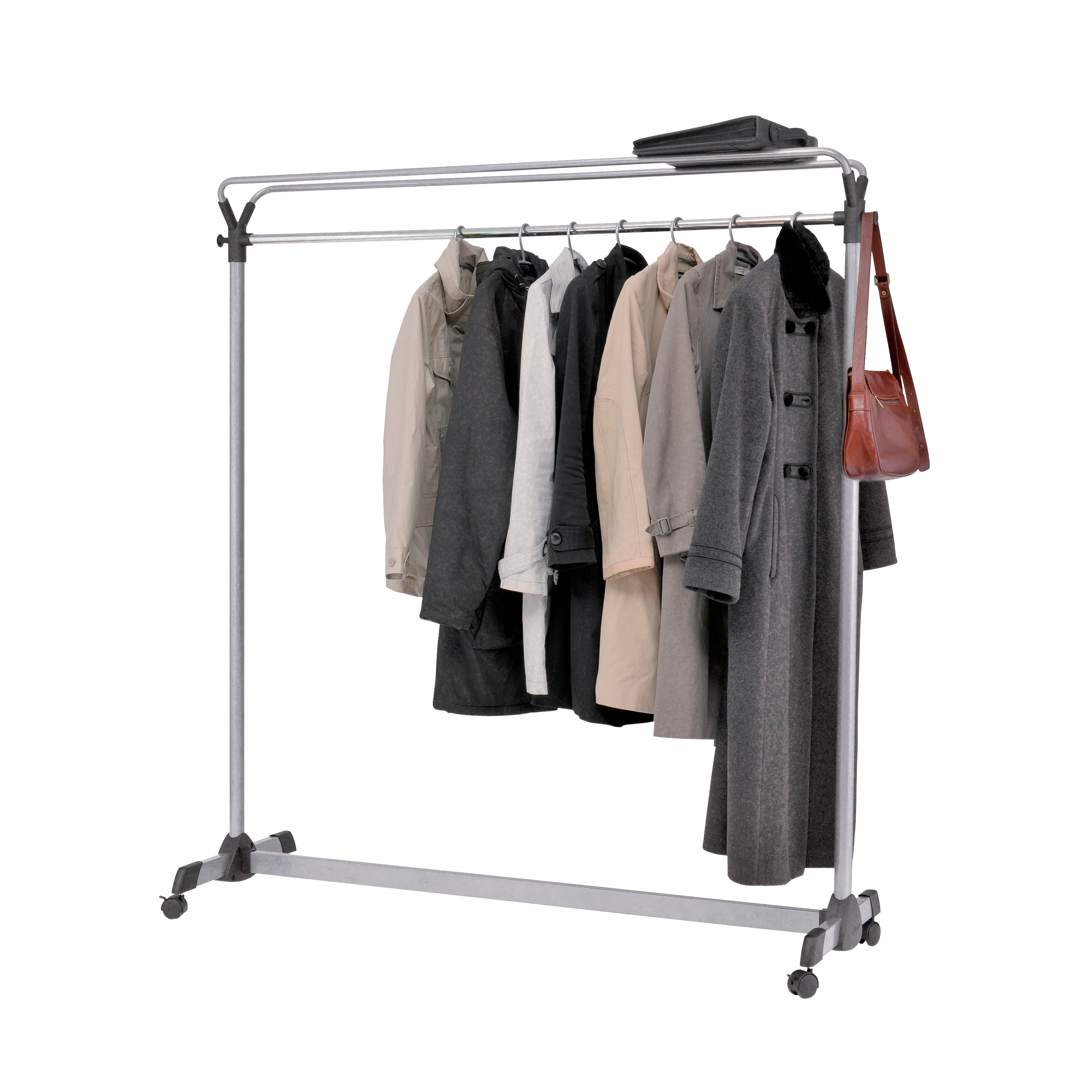 Alba garment rack with hanger bar and locking caster wheels