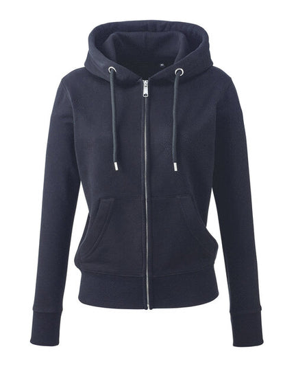 Navy blue Anthem AM006 unisex hoodie, neatly folded for a flat lay product shot.