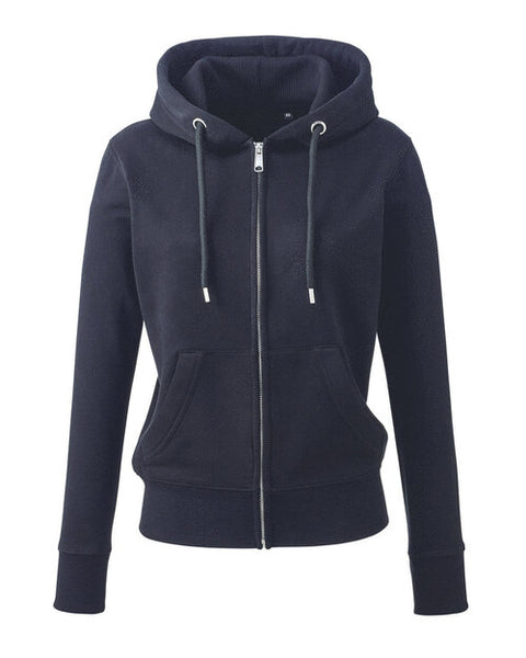 Navy blue Anthem AM006 unisex hoodie, neatly folded for a flat lay product shot.