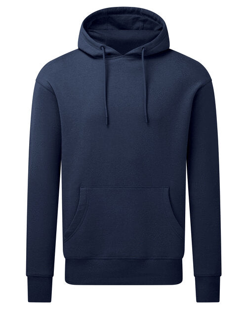 Navy Anthem AM006 unisex hoodie, shown in a professional flat lay product shot.