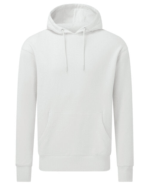 Anthem AM006 unisex hoodie in crisp white, featured in a clean flat lay.