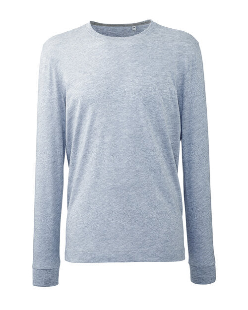 Flat lay of the Anthem AM011 long sleeve tee in a sporty gym grey color.