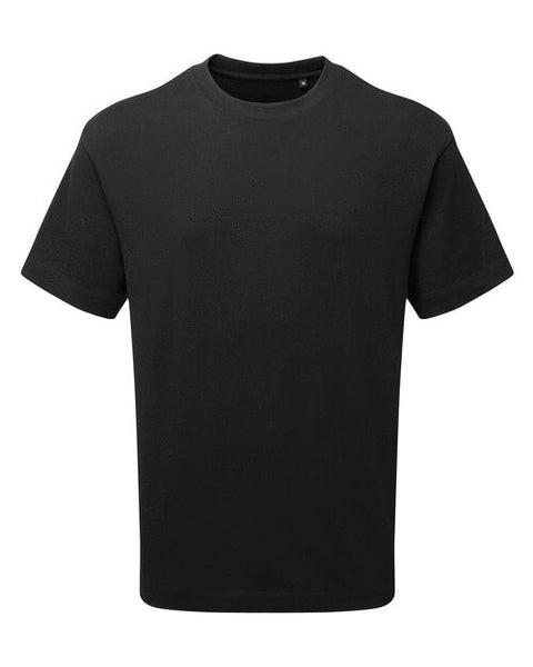 Folded flat lay of the Anthem AM015 men's heavyweight tee in classic black.