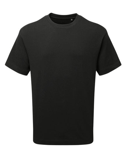 Top-down flat lay of the Anthem AM015 men's tee in a solid black color.