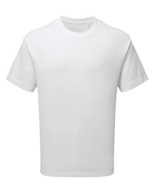 Clean flat lay of the Anthem AM015 men's heavyweight tee in crisp white.