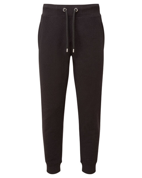 Top-down flat lay view of the Anthem AM030 jogpants in a classic black color.
