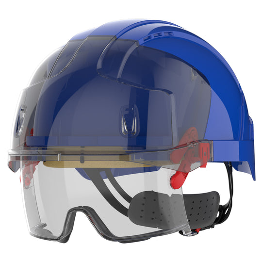 JSP EVO VISTAlens Safety Helmet with Integrated Eyewear - Blue / Smoke
