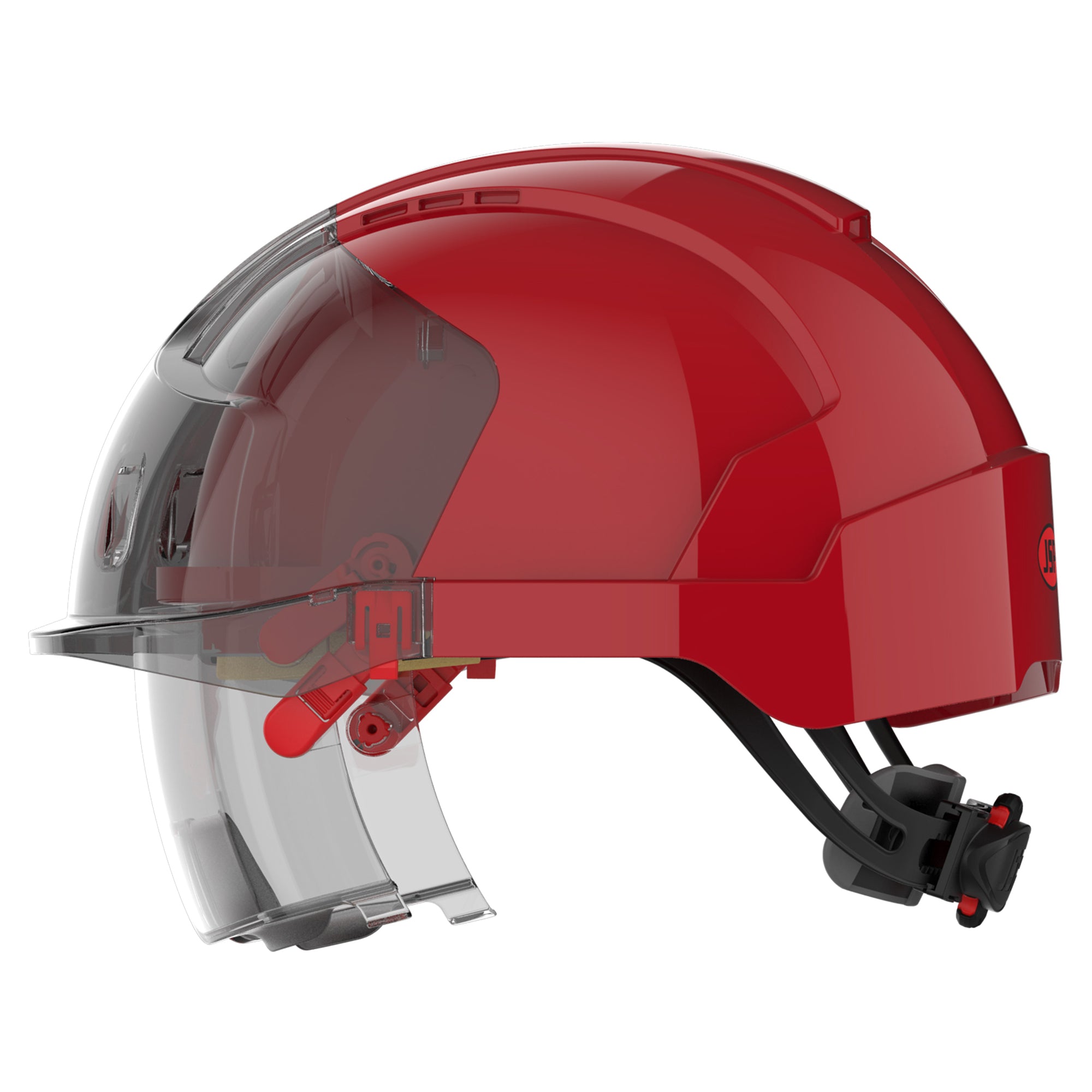 JSP EVO VISTAlens Safety Helmet with Integrated Eyewear - Red / Smoke