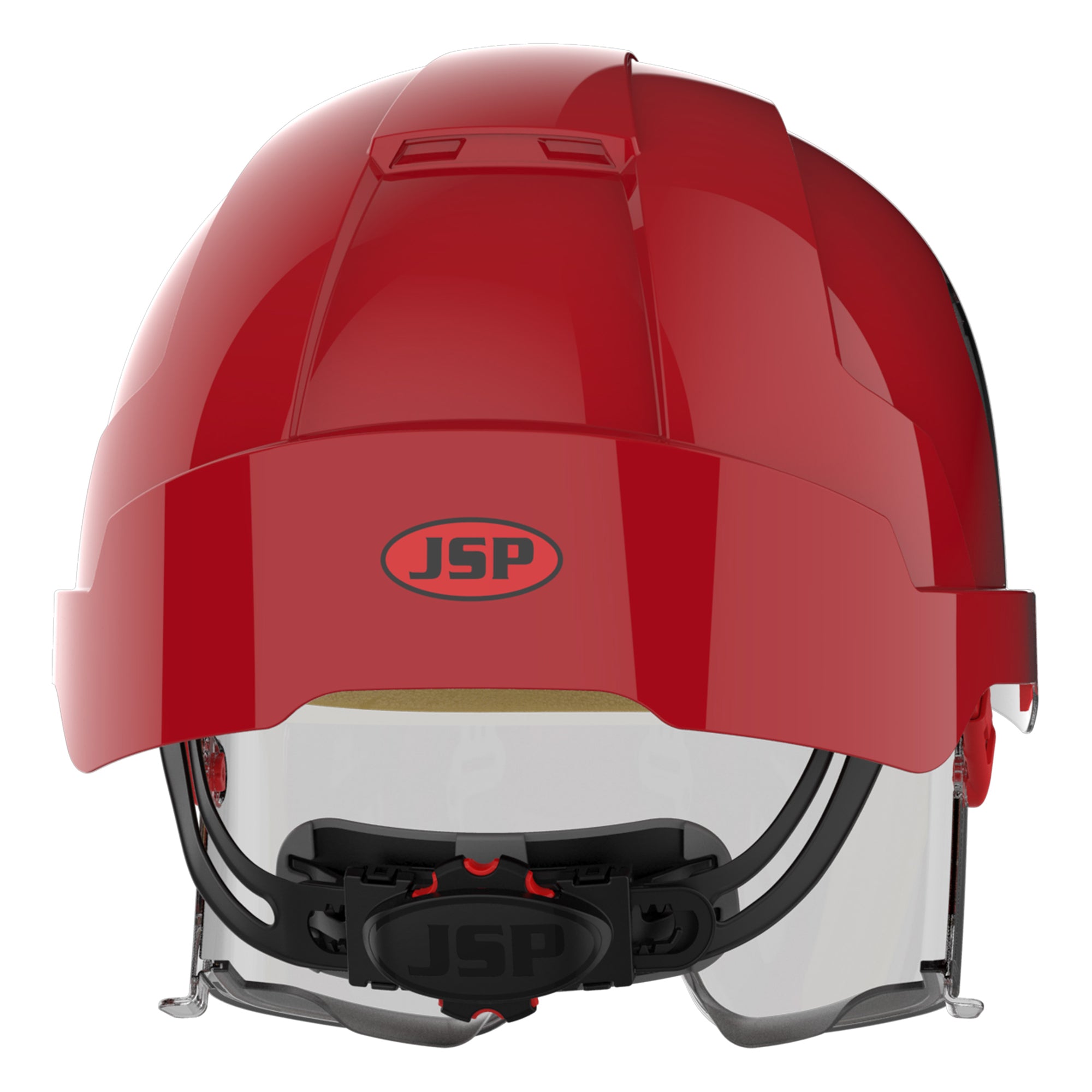 JSP EVO VISTAlens Safety Helmet with Integrated Eyewear - Red / Smoke