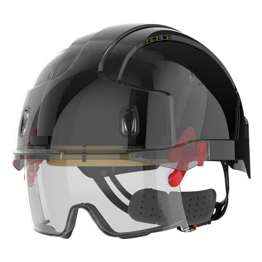 JSP EVO VISTAlens Safety Helmet with Integrated Eyewear - Vented - Black / Smoke