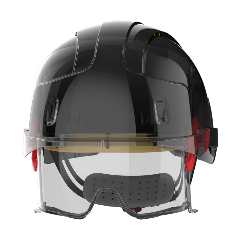 JSP EVO VISTAlens Safety Helmet with Integrated Eyewear - Vented - Black / Smoke