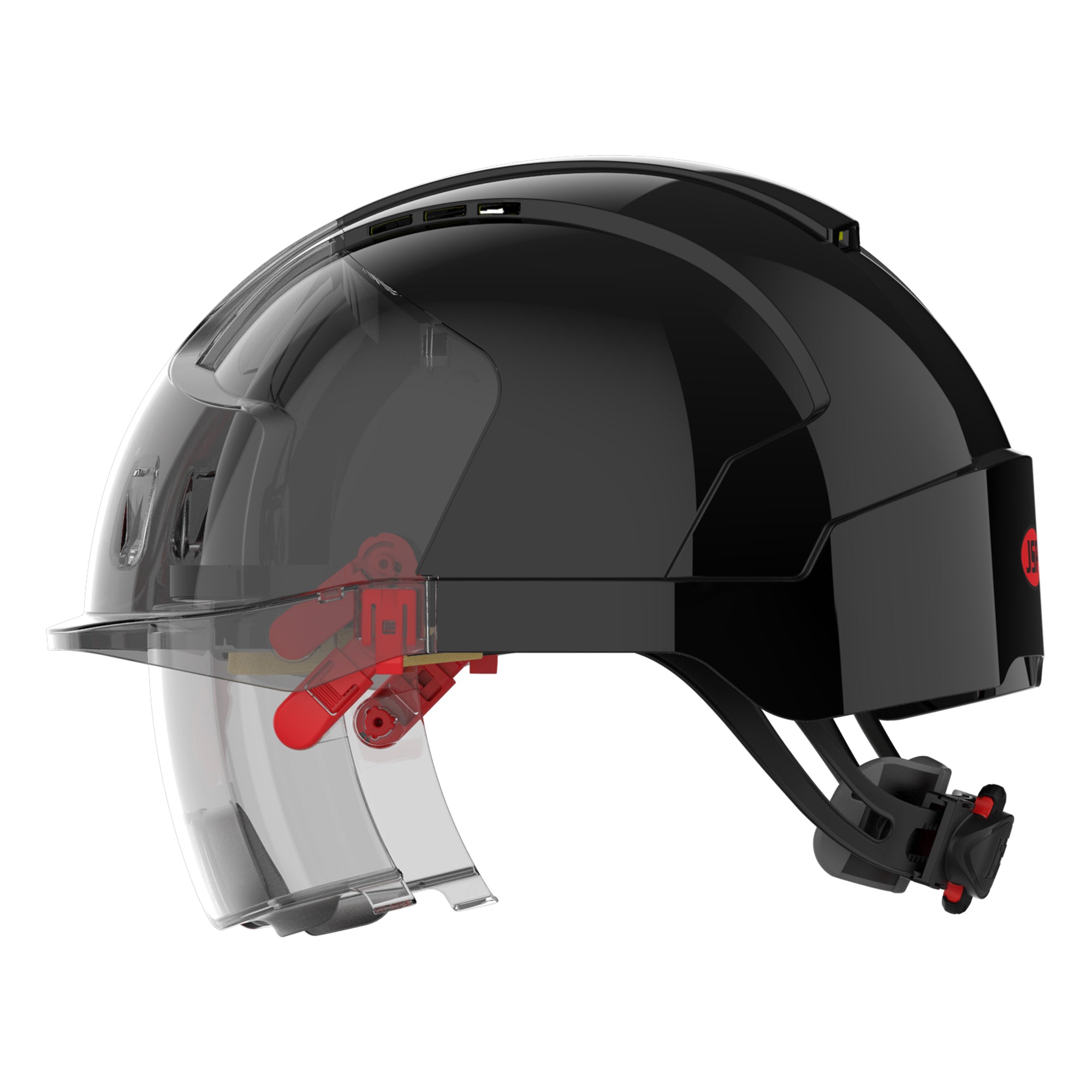 JSP EVO VISTAlens Safety Helmet with Integrated Eyewear - Vented - Black / Smoke