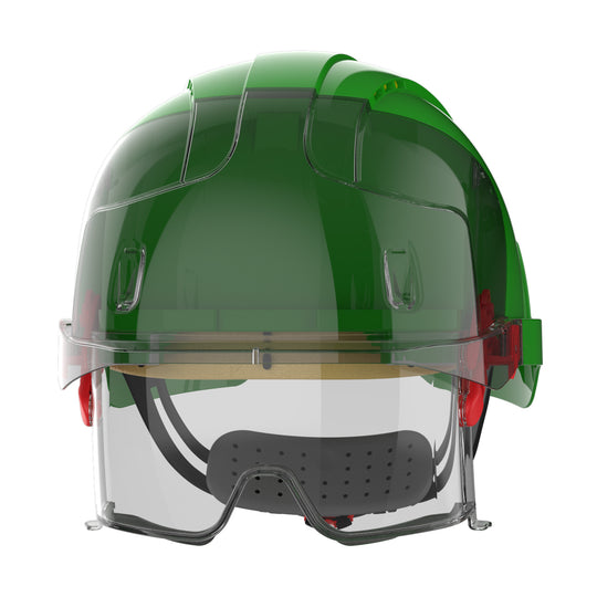 JSP EVO VISTAlens Safety Helmet with Integrated Eyewear - Vented - Green / Smoke
