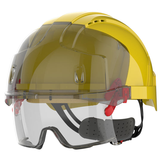 JSP EVO VISTAlens Safety Helmet with Integrated Eyewear - Vented - Yellow / Smoke
