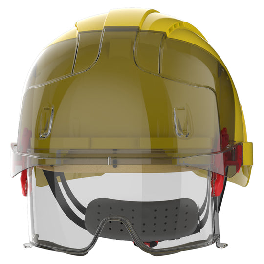 JSP EVO VISTAlens Safety Helmet with Integrated Eyewear - Vented - Yellow / Smoke