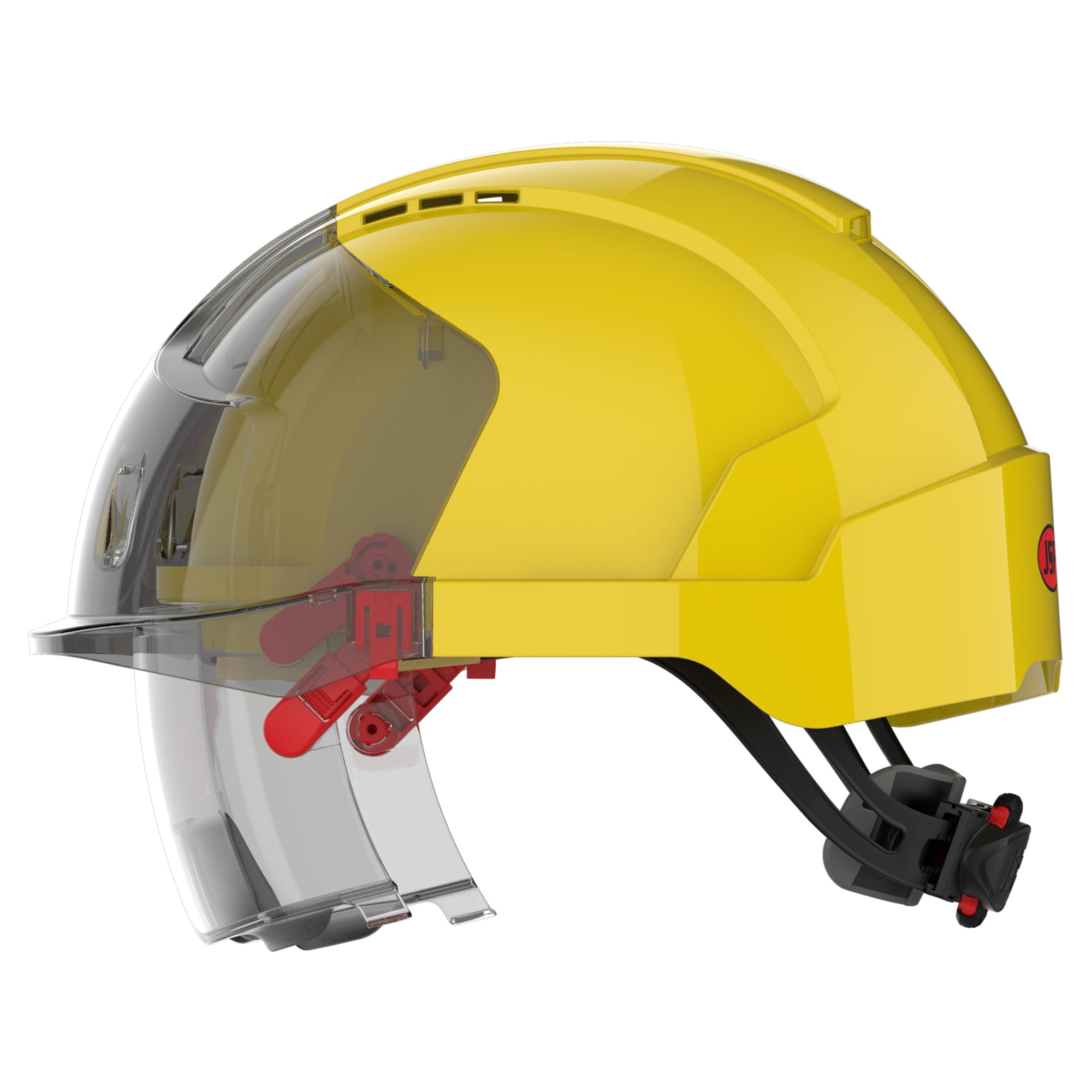 JSP EVO VISTAlens Safety Helmet with Integrated Eyewear - Vented - Yellow / Smoke
