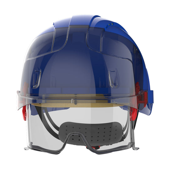 JSP EVO VISTAlens Safety Helmet with Integrated Eyewear - Vented - Blue / Smoke