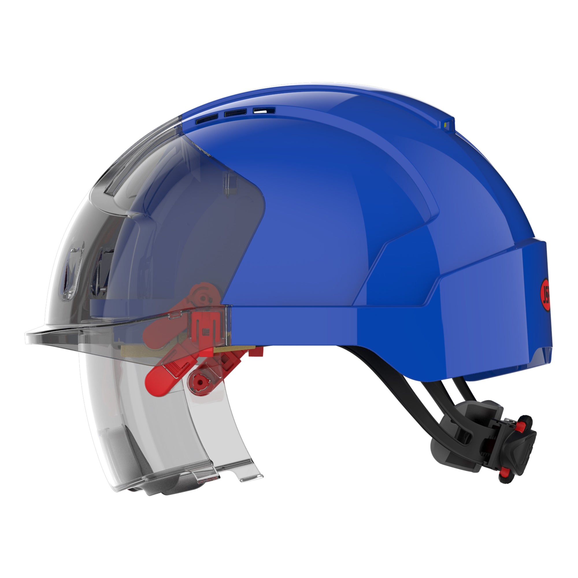 JSP EVO VISTAlens Safety Helmet with Integrated Eyewear - Vented - Blue / Smoke