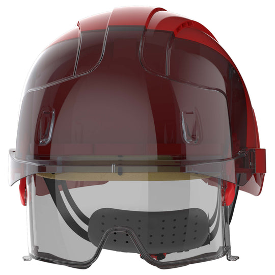 JSP EVO VISTAlens Safety Helmet with Integrated Eyewear - Vented - Red / Smoke
