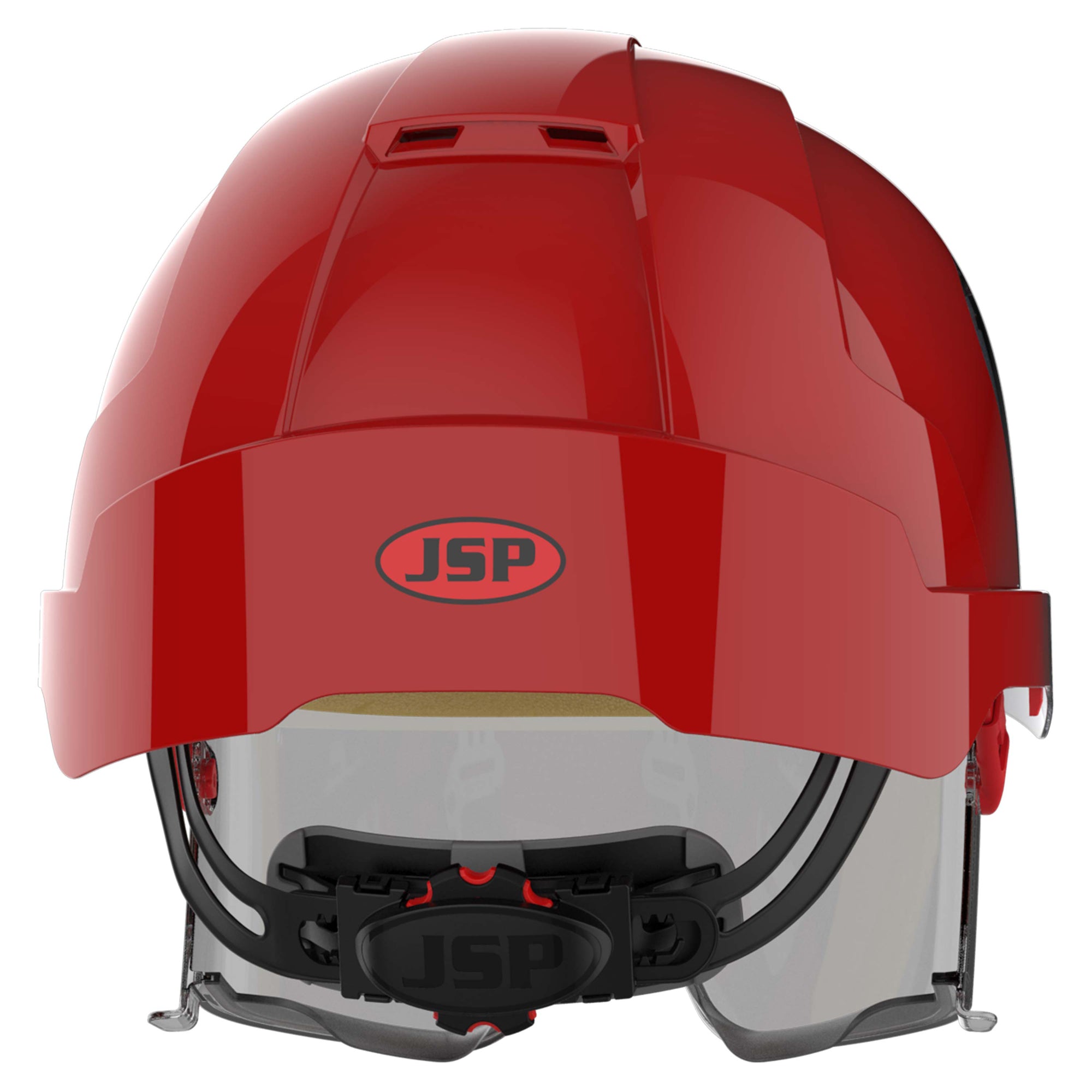 JSP EVO VISTAlens Safety Helmet with Integrated Eyewear - Vented - Red / Smoke