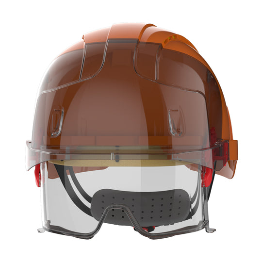 JSP EVO VISTAlens Safety Helmet with Integrated Eyewear - Vented - Orange / Smoke