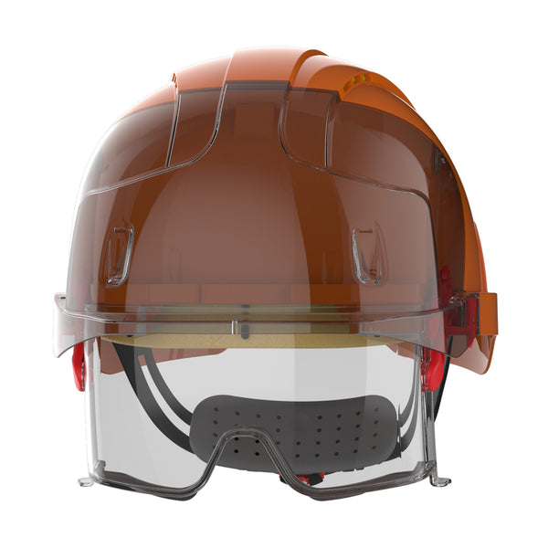 JSP EVO VISTAlens Safety Helmet with Integrated Eyewear - Vented - Orange / Smoke
