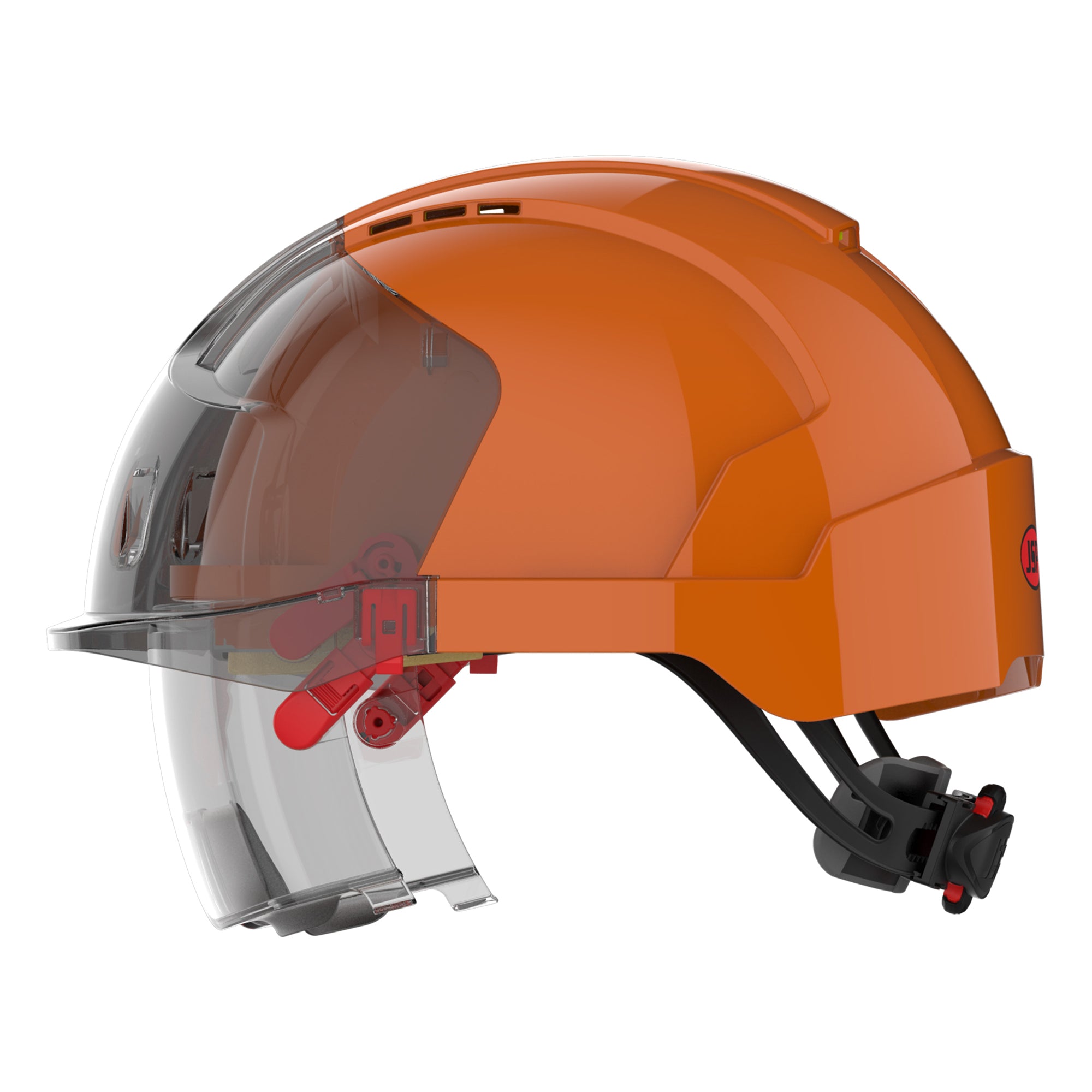 JSP EVO VISTAlens Safety Helmet with Integrated Eyewear - Vented - Orange / Smoke