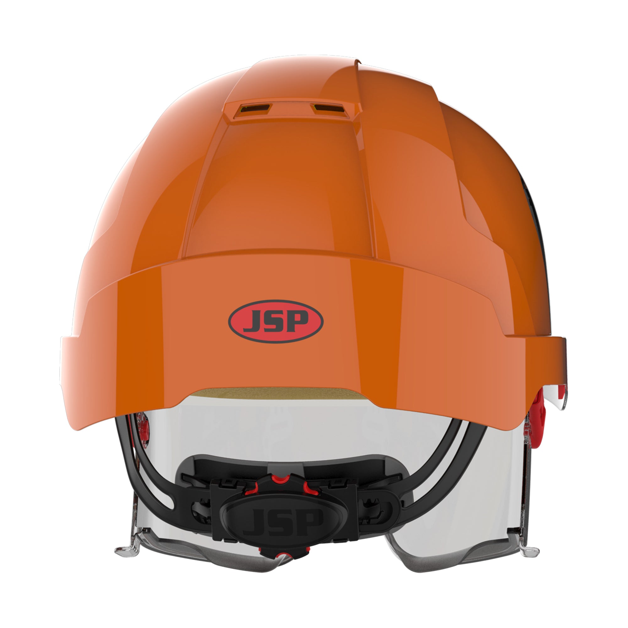 JSP EVO VISTAlens Safety Helmet with Integrated Eyewear - Vented - Orange / Smoke
