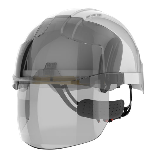 JSP EVO VISTAshield Safety Helmet with Integrated Faceshield - White / Smoke
