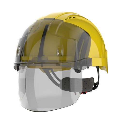 JSP EVO VISTAshield Safety Helmet with Integrated Faceshield - Vented - Yellow / Smoke
