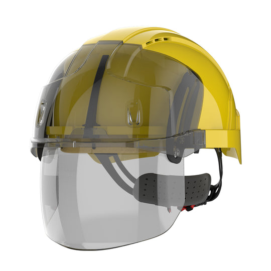 JSP EVO VISTAshield Safety Helmet with Integrated Faceshield - Vented - Yellow / Smoke