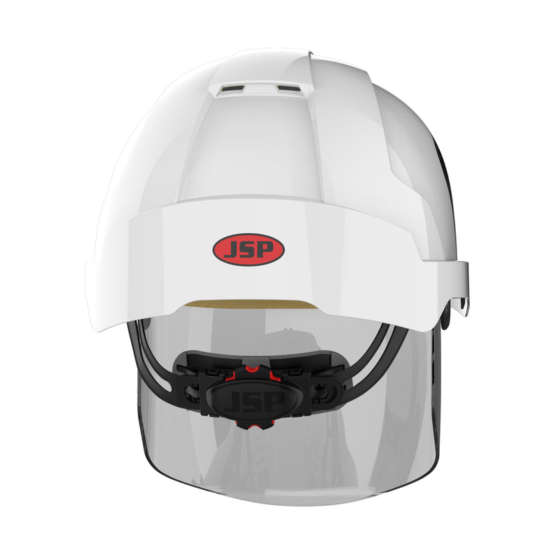 JSP EVO VISTAshield Safety Helmet with Integrated Faceshield - Vented - White / Smoke