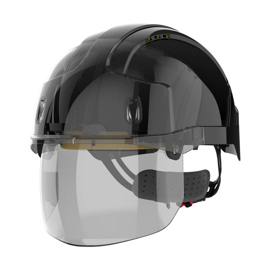 JSP EVO VISTAshield Safety Helmet with Integrated Faceshield - Vented - Black / Smoke