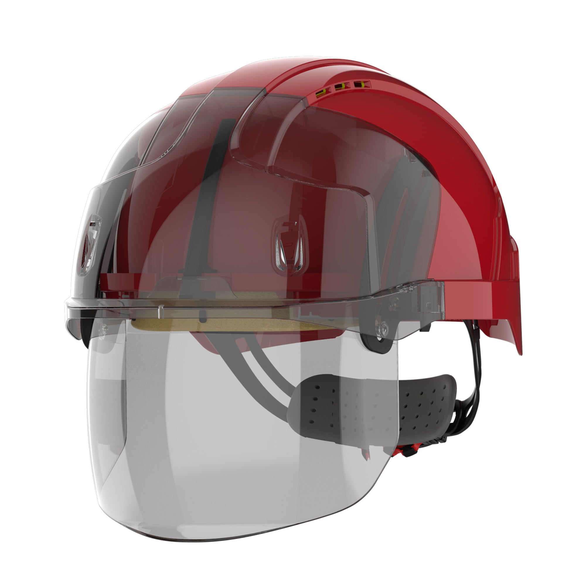 JSP EVO VISTAshield Safety Helmet with Integrated Faceshield - Vented - Red / Smoke