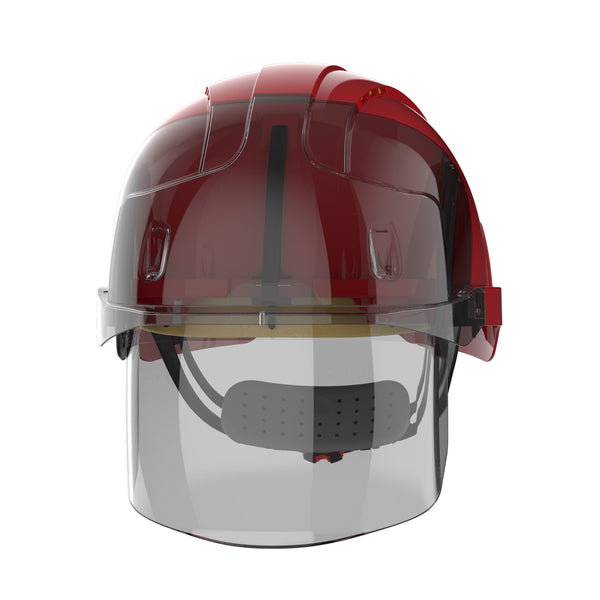 JSP EVO VISTAshield Safety Helmet with Integrated Faceshield - Vented - Red / Smoke