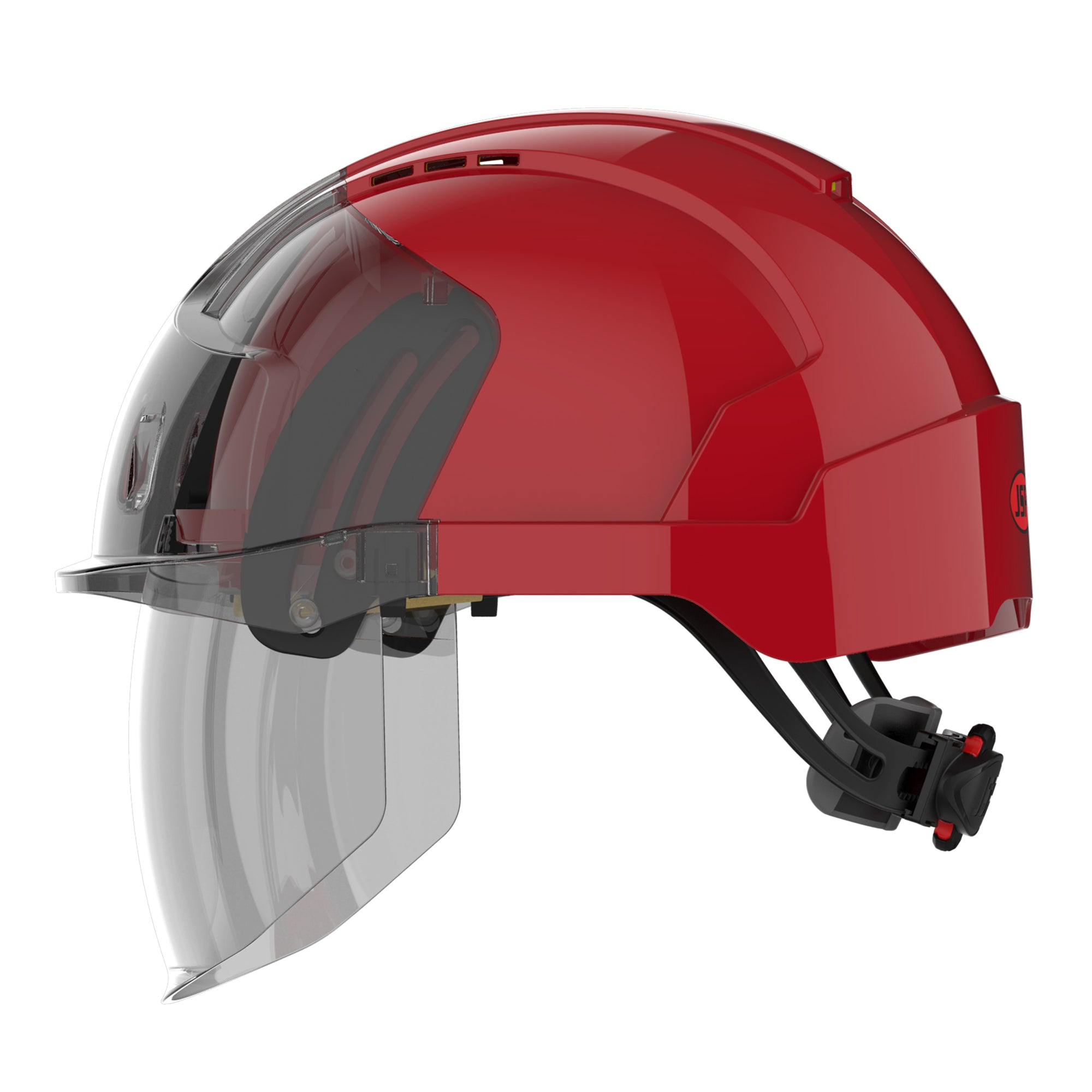 JSP EVO VISTAshield Safety Helmet with Integrated Faceshield - Vented - Red / Smoke