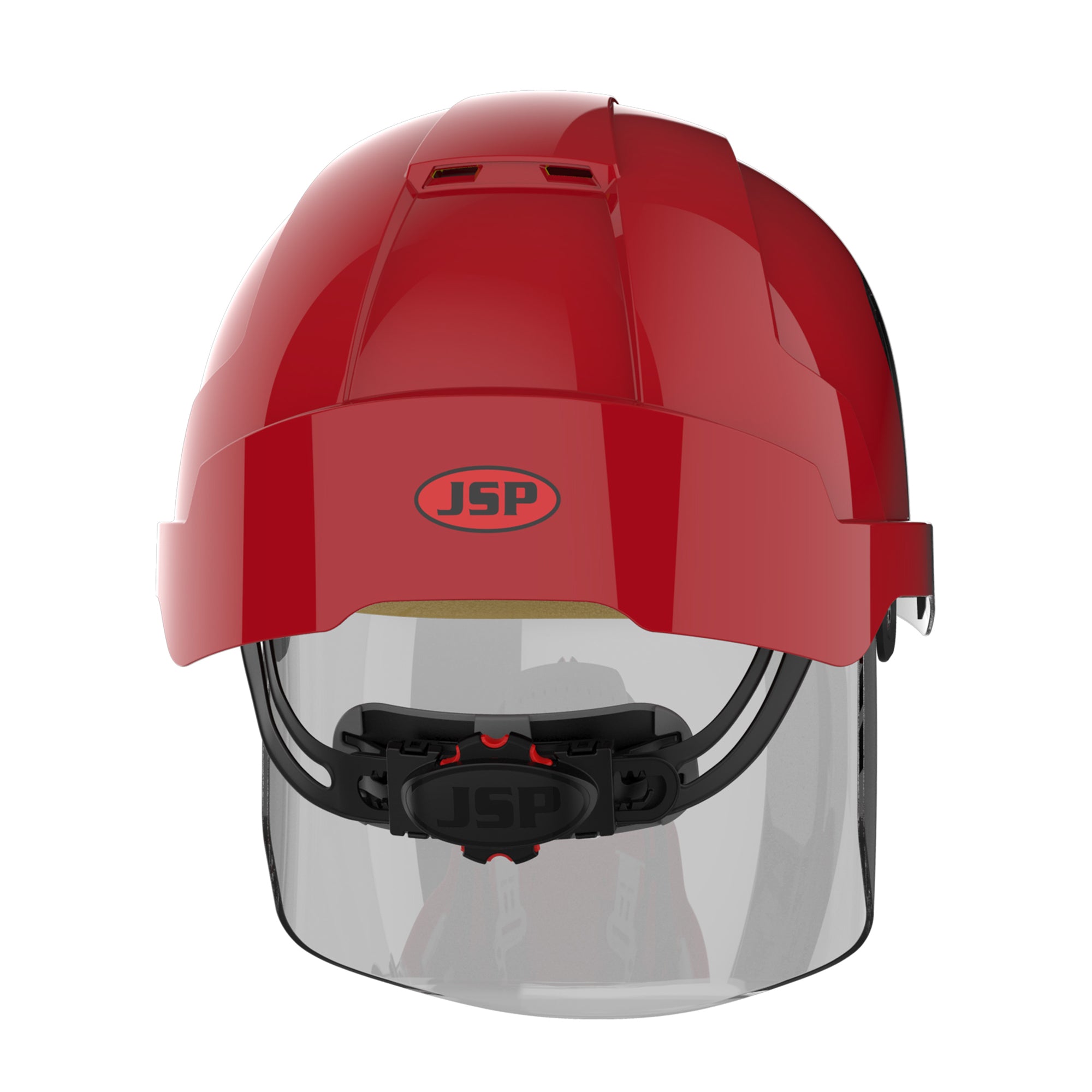 JSP EVO VISTAshield Safety Helmet with Integrated Faceshield - Vented - Red / Smoke