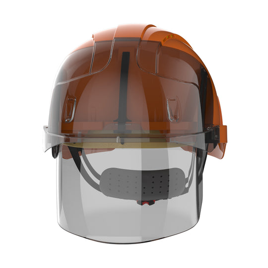 JSP EVO VISTAshield Safety Helmet with Integrated Faceshield - Vented - Orange / Smoke