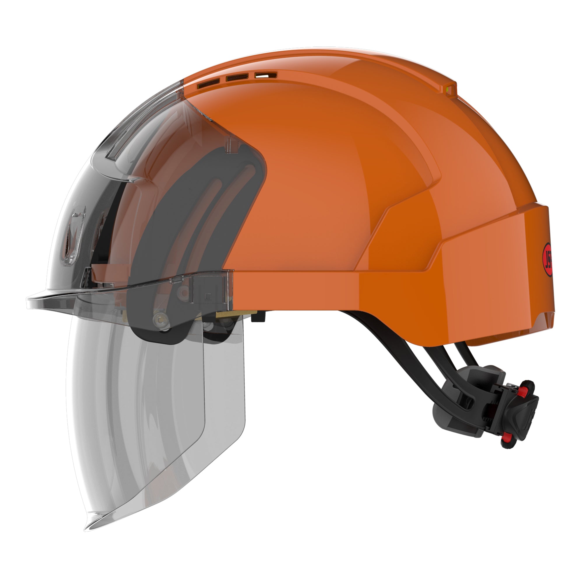 JSP EVO VISTAshield Safety Helmet with Integrated Faceshield - Vented - Orange / Smoke