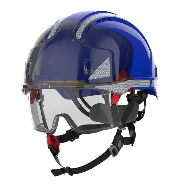 JSP EVO VISTAlens Dualswitch Vented Blue Helmet - Wheel Ratchet - CR2