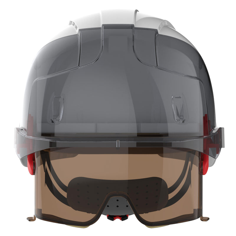 JSP EVO VISTAlens Safety Helmet - Indoor / Outdoor - Wheel Ratchet - White / Smoke