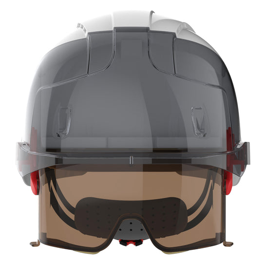 JSP EVO VISTAlens Safety Helmet - Indoor / Outdoor - Wheel Ratchet - White / Smoke