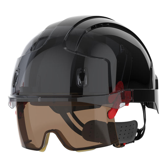 JSP EVO VISTAlens Safety Helmet - Indoor / Outdoor - Wheel Ratchet - Black / Smoke