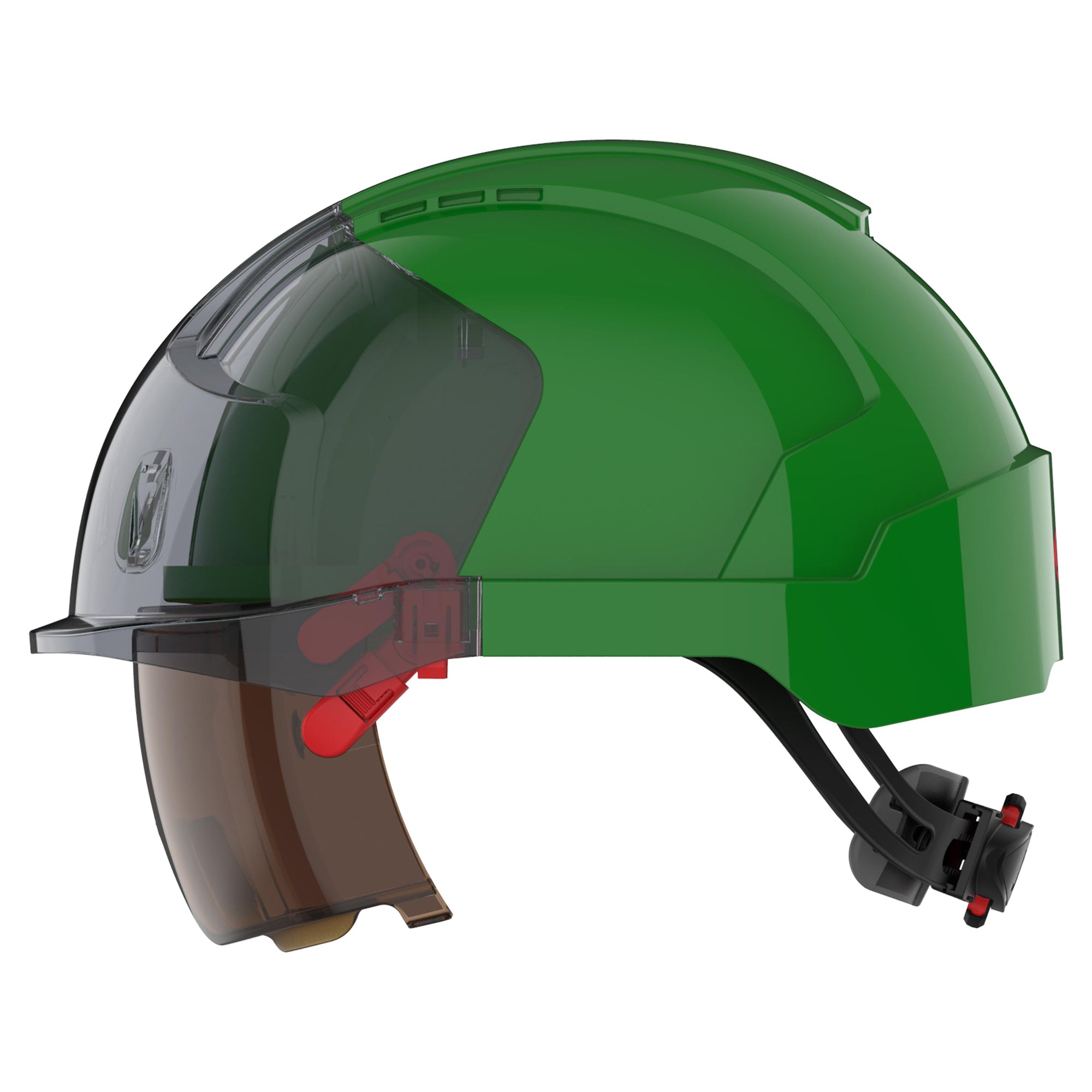 JSP EVO VISTAlens Safety Helmet - Indoor / Outdoor - Wheel Ratchet - Green / Smoke