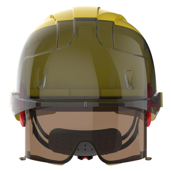 JSP EVO VISTAlens Safety Helmet - Indoor / Outdoor - Wheel Ratchet - Yellow / Smok