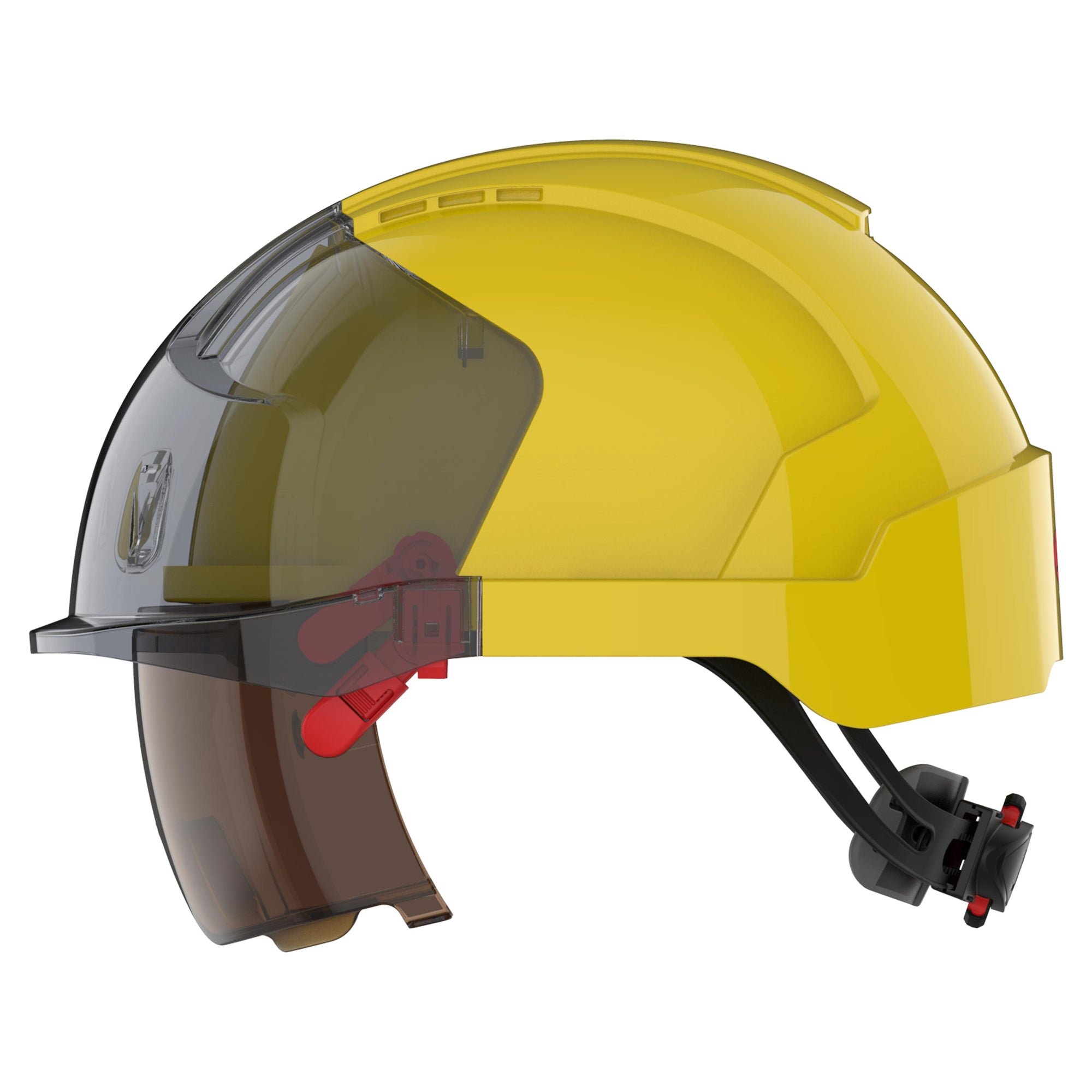 JSP EVO VISTAlens Safety Helmet - Indoor / Outdoor - Wheel Ratchet - Yellow / Smok